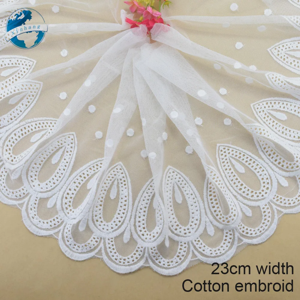 23cm big width white lace cotton embroid lace sewing ribbon fabric guipure diy trims warp knitting DIY Garment Accessories#3296
23cm big width white lace cotton embroid lace sewing ribbon fabric guipure diy trims warp knitting DIY Garment Accessories#3296