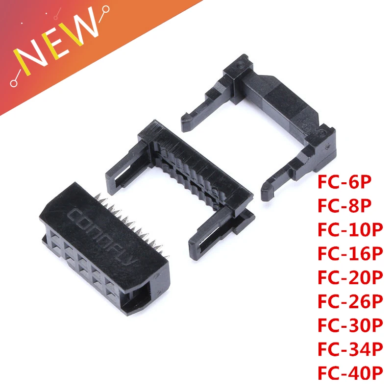 

10set Dual Row Pitch 2.54mm IDC Connector 10-pin cable socket FC-6P FC-8P FC-10P FC-14P FC-16P To FC-40P IDC Socket 2x5 Pin