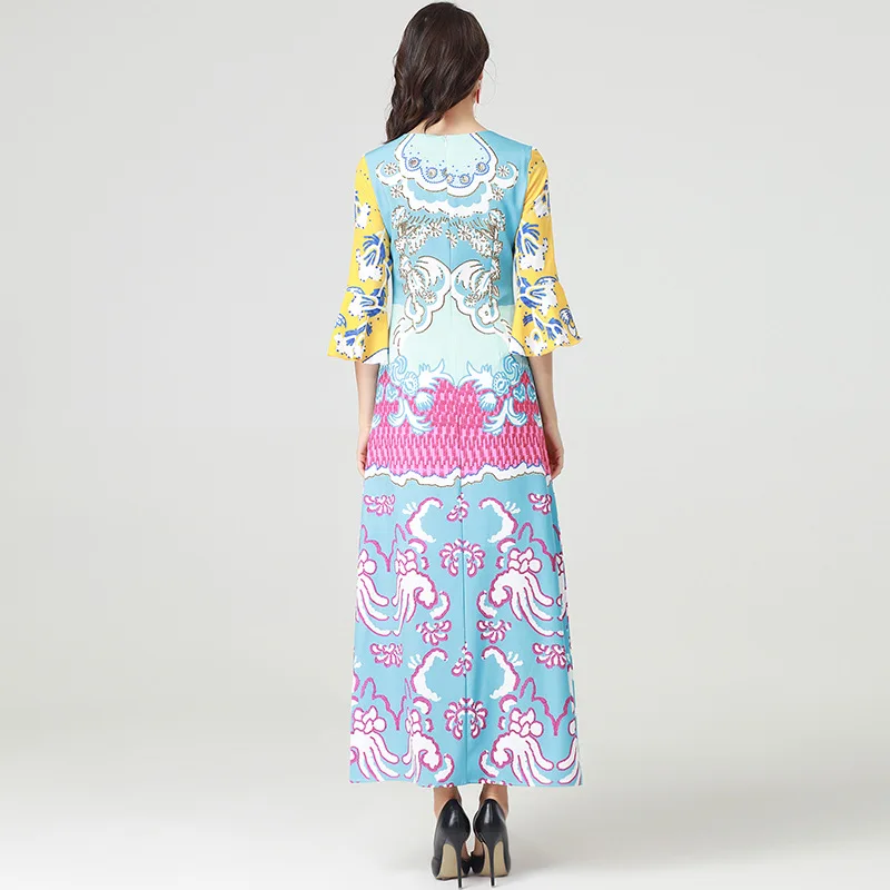 New 2019 Spring Fashion Long Dress High Quality Women Runway Print Appliques Beading Lotus Leaf Sleeve Chic Dress Long Party
New 2019 Spring Fashion Long Dress High Quality Women Runway Print Appliques Beading Lotus Leaf Sleeve Chic Dress Long Party