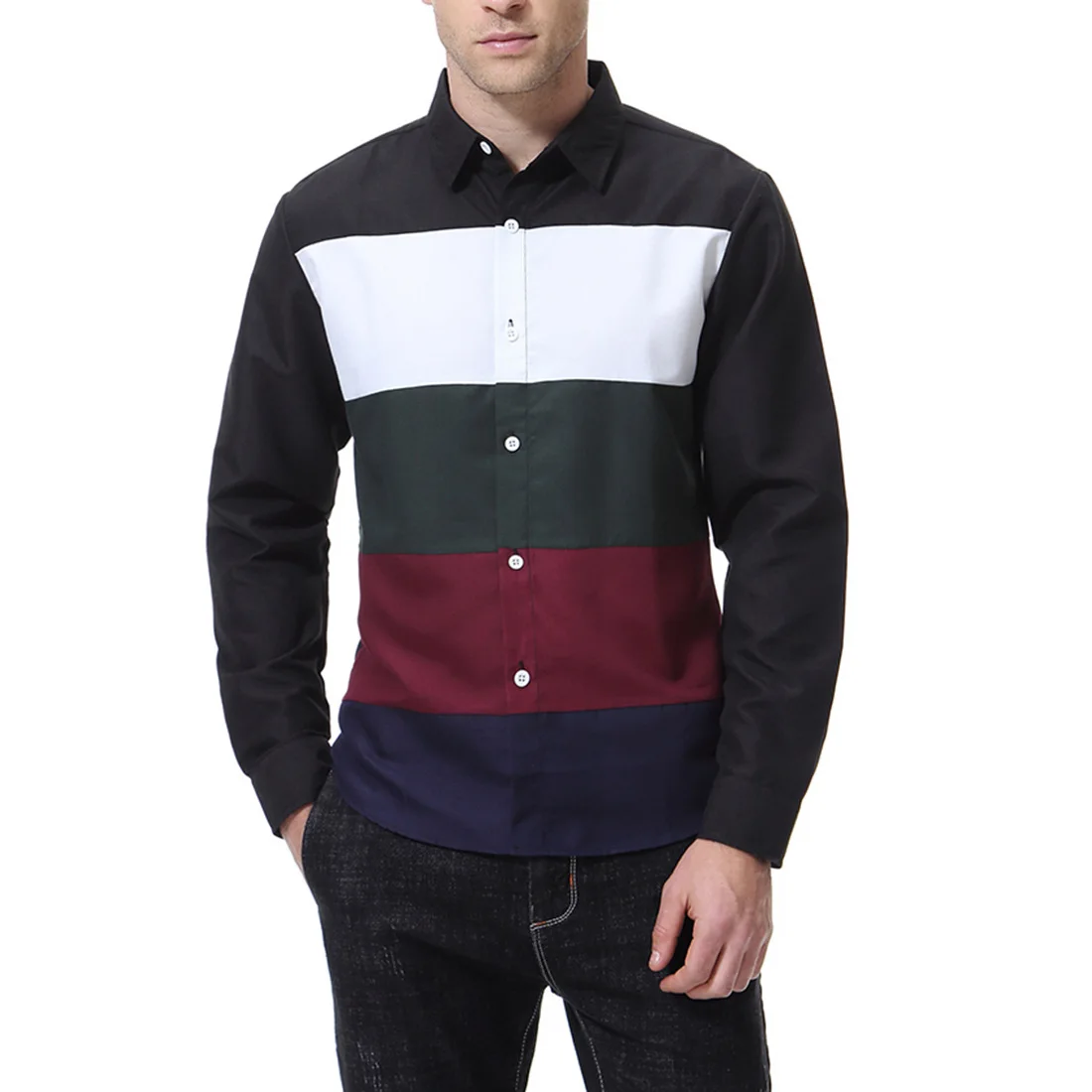 Autumn New Men's Casual Long-sleeved Shirt Trend Color Matching Wild Slim Men's Shirt Y097
Autumn New Men's Casual Long-sleeved Shirt Trend Color Matching Wild Slim Men's Shirt Y097