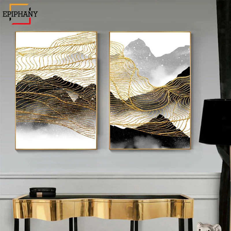 Fashion Modern Wall Art Canvas Paintings Decoration Posters and Prints Gold Line Abstract Landscape Pictures for Living Room
Fashion Modern Wall Art Canvas Paintings Decoration Posters and Prints Gold Line Abstract Landscape Pictures for Living Room
