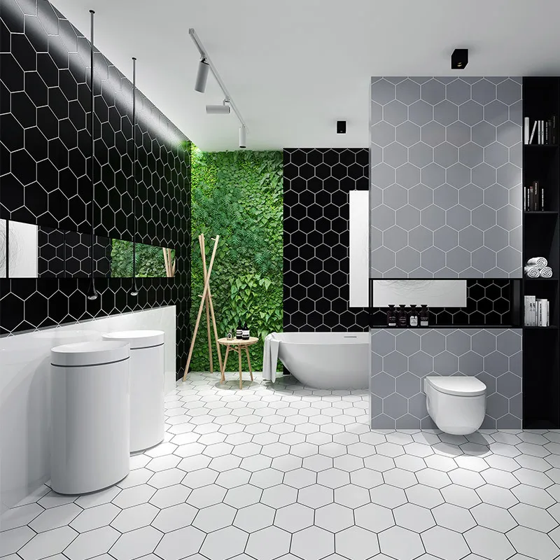 Thicken Modern Simply Black Hexagon Waterproof Self Adhesive Tile Wallpaper Fashion Bathroom Kitchen Pvc Lattice Wall Sticker
Thicken Modern Simply Black Hexagon Waterproof Self Adhesive Tile Wallpaper Fashion Bathroom Kitchen Pvc Lattice Wall Sticker