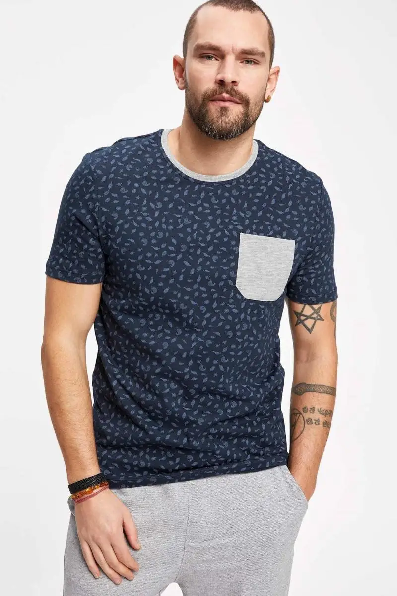Дефакто Мужские Печатные Slim Fit пижамы Топ K2363AZ. 19SP. NV163|Кофты для сна| |