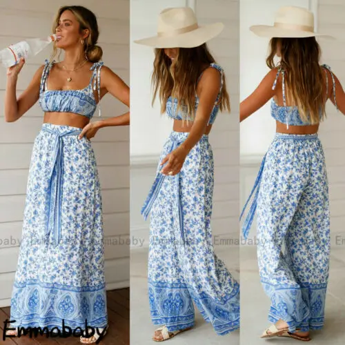Two Piece Set Women Print Elastic Waist Pants Backless Boho Loose Trousers Crop Top Pants
Two Piece Set Women Print Elastic Waist Pants Backless Boho Loose Trousers Crop Top Pants