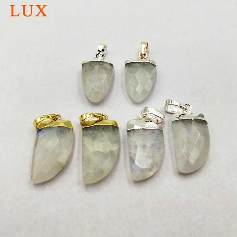 Wholesale tiny moonstone pendant gold silver plated pendants for necklace making faceted bullet horn shape stone pendants
Wholesale tiny moonstone pendant gold silver plated pendants for necklace making faceted bullet horn shape stone pendants