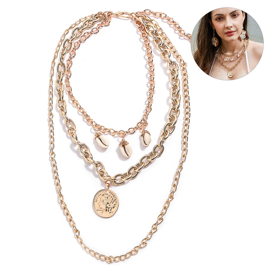 Bohemian Statement Shell Multi-layer Necklaces For Women Portrait Round Coin Pendant Necklace Jewelry Gift Dropshipping
Bohemian Statement Shell Multi-layer Necklaces For Women Portrait Round Coin Pendant Necklace Jewelry Gift Dropshipping