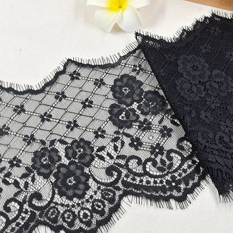 6yards 19cm black flower Eyelash lace trim fabric gauze garment dress skirt hem decorative wide lace fabric DIY accessories
6yards 19cm black flower Eyelash lace trim fabric gauze garment dress skirt hem decorative wide lace fabric DIY accessories