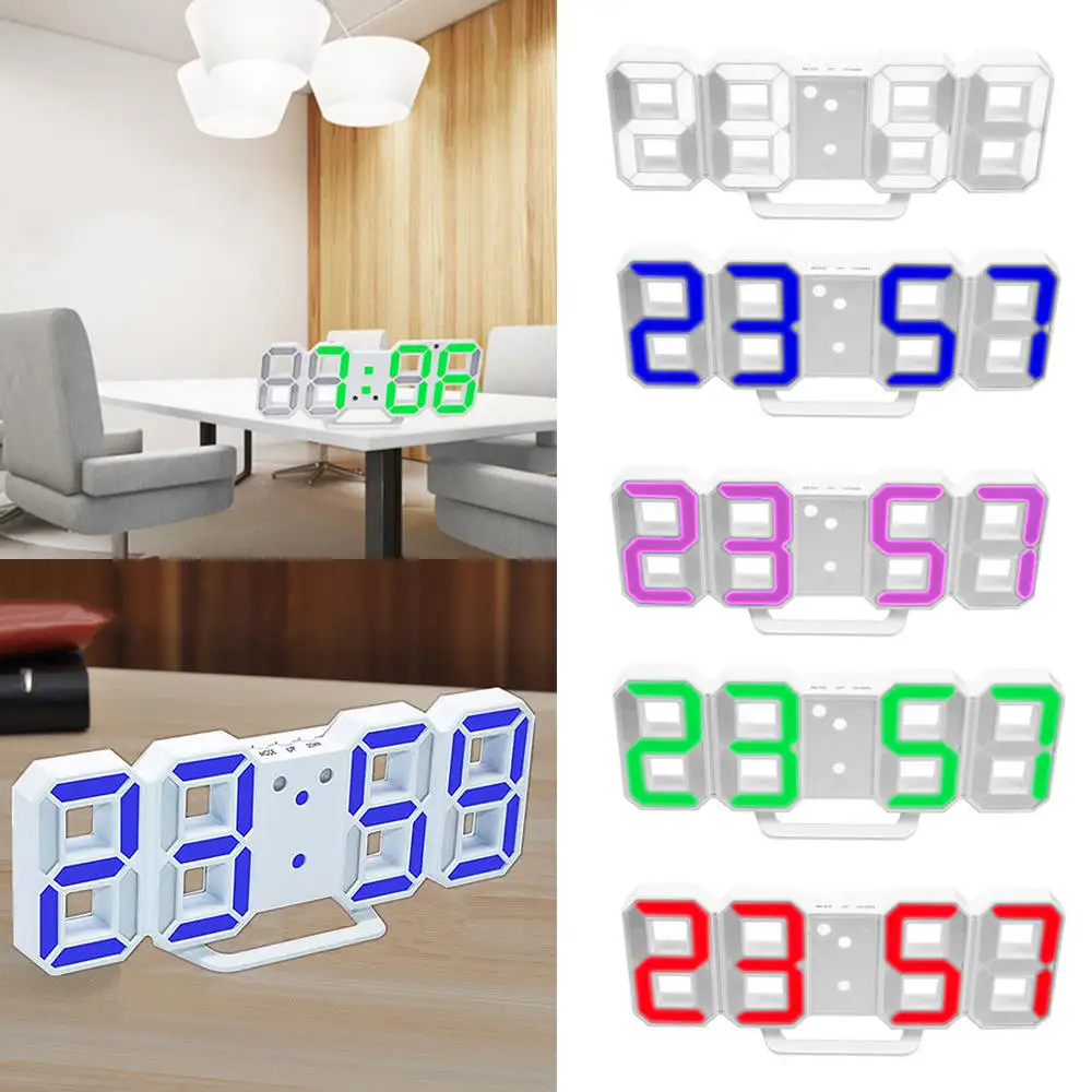 3D цифровые часы простые модные светодиодные электронные USB вилка настенные