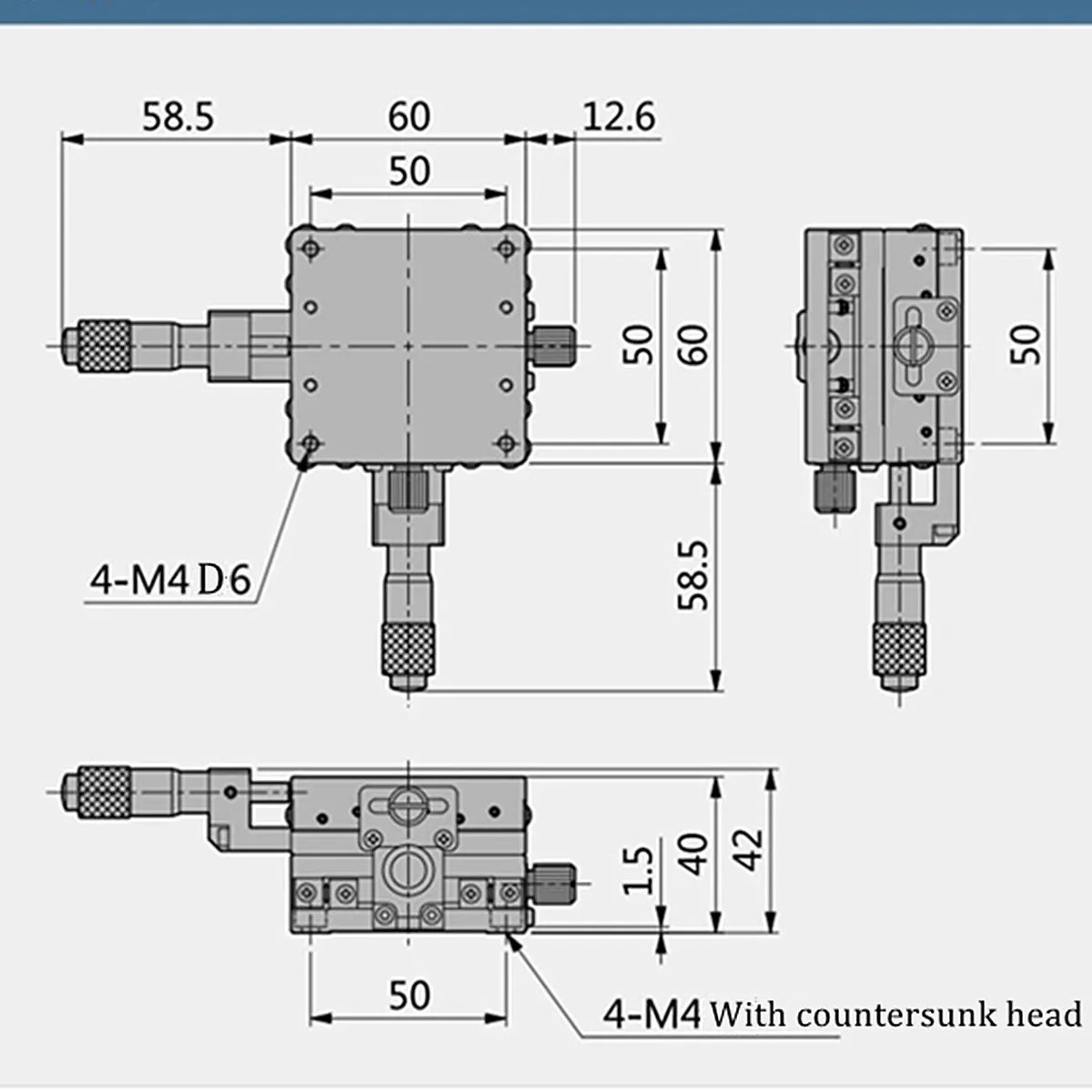 LGY60-C 60mmx60mm XY-Axis Linear Ball Bars Precision Manual displacement Platform
LGY60-C 60mmx60mm XY-Axis Linear Ball Bars Precision Manual displacement Platform