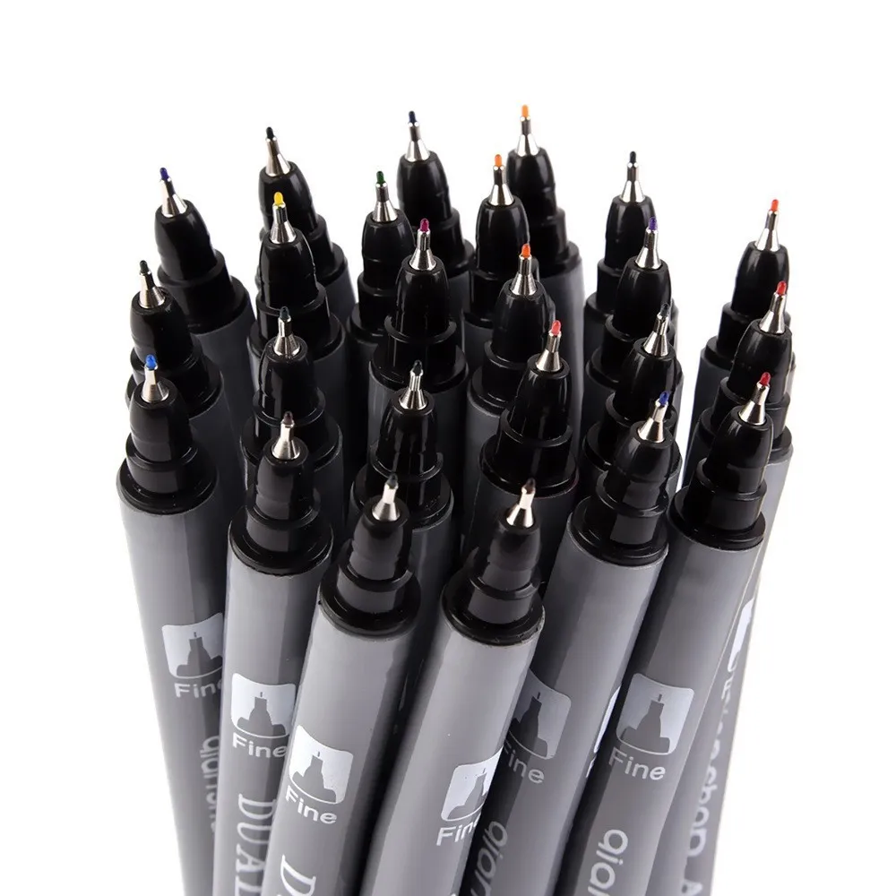 0.4mm 24 Colors Fineliner Pen Set Sketch Art Marker Pens Dual Tip Brush Pen Kids Children Stationery Art Color Industrial Design
0.4mm 24 Colors Fineliner Pen Set Sketch Art Marker Pens Dual Tip Brush Pen Kids Children Stationery Art Color Industrial Design