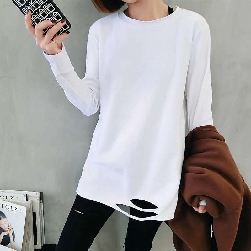 Spring Women T-shirt white loose Tee Shirt Femme Plus Size 3xl Medium Long Tops Hole Pullover Tshirt camiseta feminina ZO002
Spring Women T-shirt white loose Tee Shirt Femme Plus Size 3xl Medium Long Tops Hole Pullover Tshirt camiseta feminina ZO002