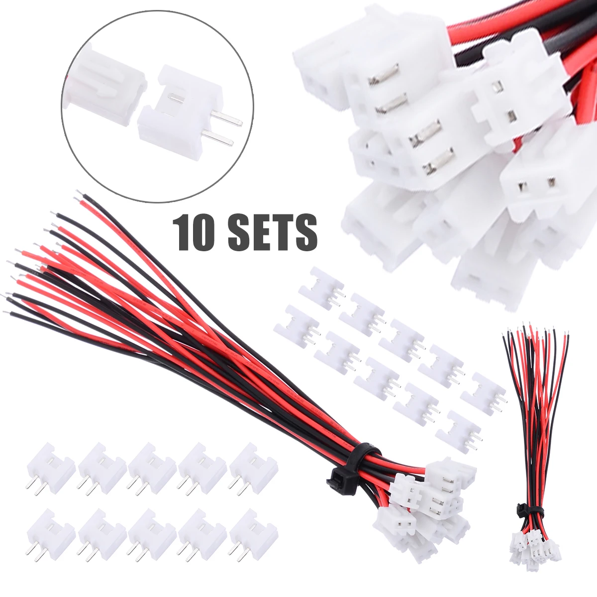 

10 Sets New 2 Pin Mini Micro Connector Plug JST XH2.54mm 24AWG With Wires 150mm Length