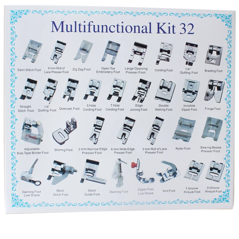 32pcs Home Domestic Sewing Machine Presser Foot Feet Kit Set With Box For Brother Singer Janome DIY Sewing Machine Accessories
32pcs Home Domestic Sewing Machine Presser Foot Feet Kit Set With Box For Brother Singer Janome DIY Sewing Machine Accessories