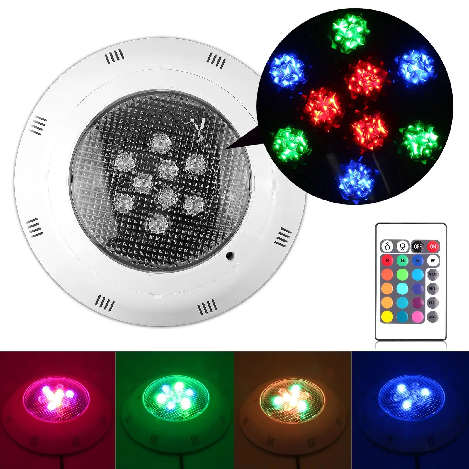 Светодиодный RGB подводный светильник для бассейна 9 Вт водонепроницаемый
