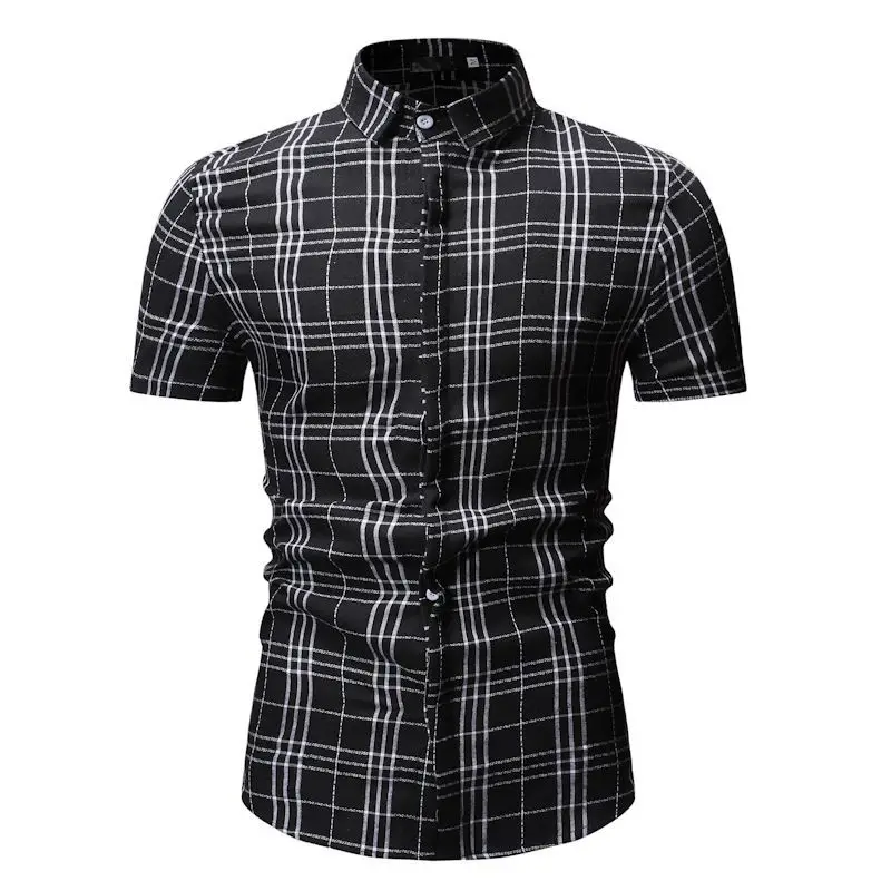 2021 Summer Plaid Men's Casual Shirt Fashion Black Gray Plaid Short Sleeve Breathable Office Dress Shirts Men Camisa Masculina
2021 Summer Plaid Men's Casual Shirt Fashion Black Gray Plaid Short Sleeve Breathable Office Dress Shirts Men Camisa Masculina
