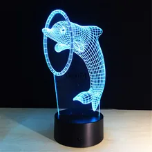 Animals Dolphin 3D Lamplight RGB LED USB Mood Night Light Multicolor Luminaria Change Table Lamp Holiday Chirstmas Gifts AW-074