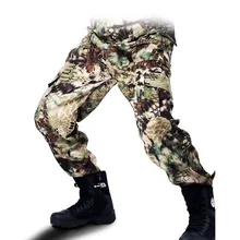 Army Fan Field Combat Training Camouflage Pants Men Outdoor Hunting Climbing Wearproof Loose Pockets Tactical Military Trousers