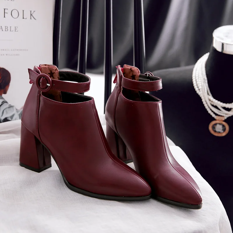 Pointed Toe Square Heel Women Boots Fashion Buckle Ankle Boots Women Shoes Zipper Cheap High Heel Boots Shoes Woman Large Size88
Pointed Toe Square Heel Women Boots Fashion Buckle Ankle Boots Women Shoes Zipper Cheap High Heel Boots Shoes Woman Large Size88