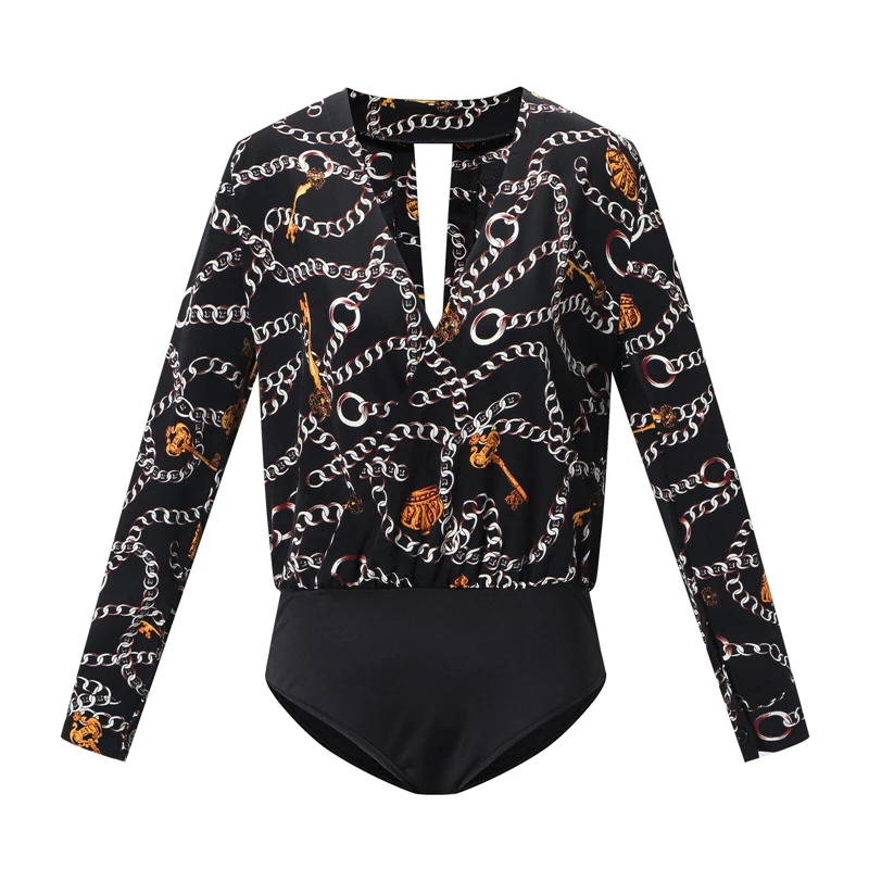 Vintage Silk Rompers Womens Jumpsuit Long Sleeve Chain Print Top Shirt Ladies Deep V Neck Key Printed Sexy Satin Bodysuits
Vintage Silk Rompers Womens Jumpsuit Long Sleeve Chain Print Top Shirt Ladies Deep V Neck Key Printed Sexy Satin Bodysuits