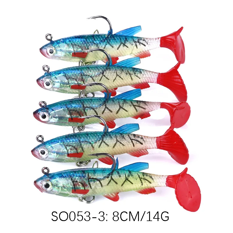 5pcs Soft Lead Fish 8cm 14g T Shape Tail Fishing lures soft rubber bait with 2 Hooks Fly Fishing Lure pesca fishing tackle
5pcs Soft Lead Fish 8cm 14g T Shape Tail Fishing lures soft rubber bait with 2 Hooks Fly Fishing Lure pesca fishing tackle