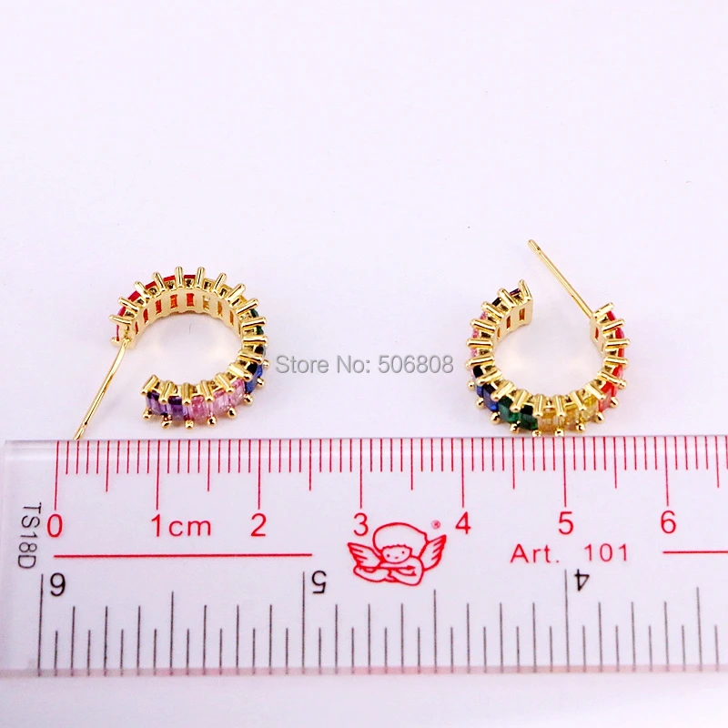 6 Pairs, Micro pave cz circle Stud Earrings, Rainbow Baguette CZ Small Stud Earring
6 Pairs, Micro pave cz circle Stud Earrings, Rainbow Baguette CZ Small Stud Earring
