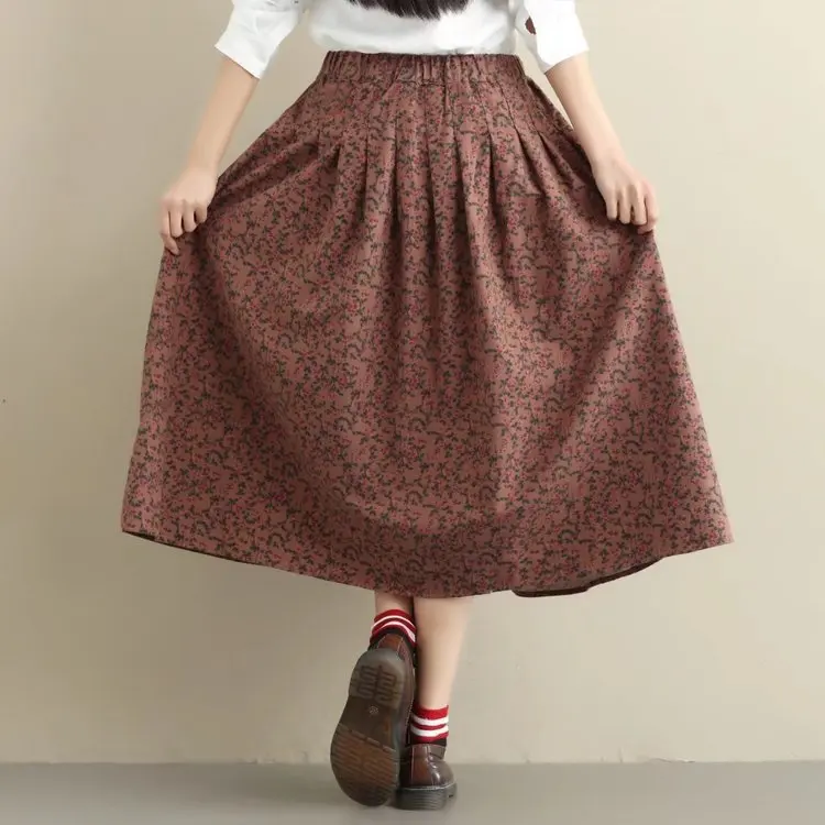 Spring New Style Elastic Waist Skirts100% Cotton Floral Print Natural Mid-calf Pleated Girls Elegant All Match Saia
Spring New Style Elastic Waist Skirts100% Cotton Floral Print Natural Mid-calf Pleated Girls Elegant All Match Saia