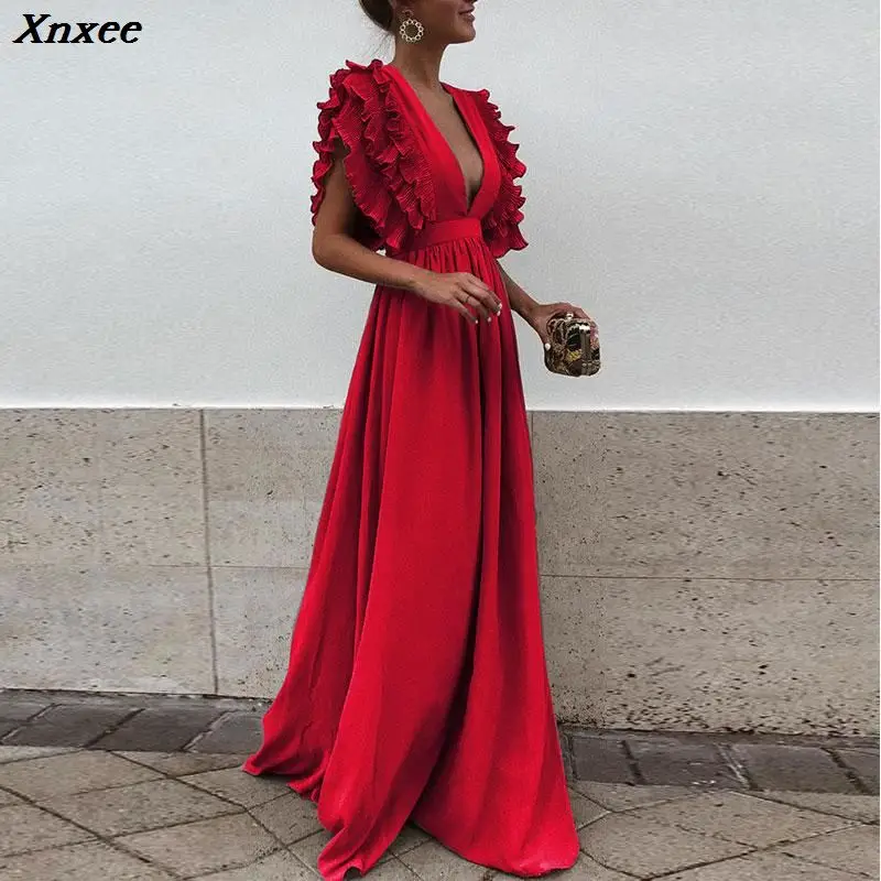 Xnxee 2020 Vestidos Sexy Solid V-Neck Long Dress Summer Women Dresses Fashion Club Maxi Dress Vestido De Fiesta Party Dress
Xnxee 2020 Vestidos Sexy Solid V-Neck Long Dress Summer Women Dresses Fashion Club Maxi Dress Vestido De Fiesta Party Dress
