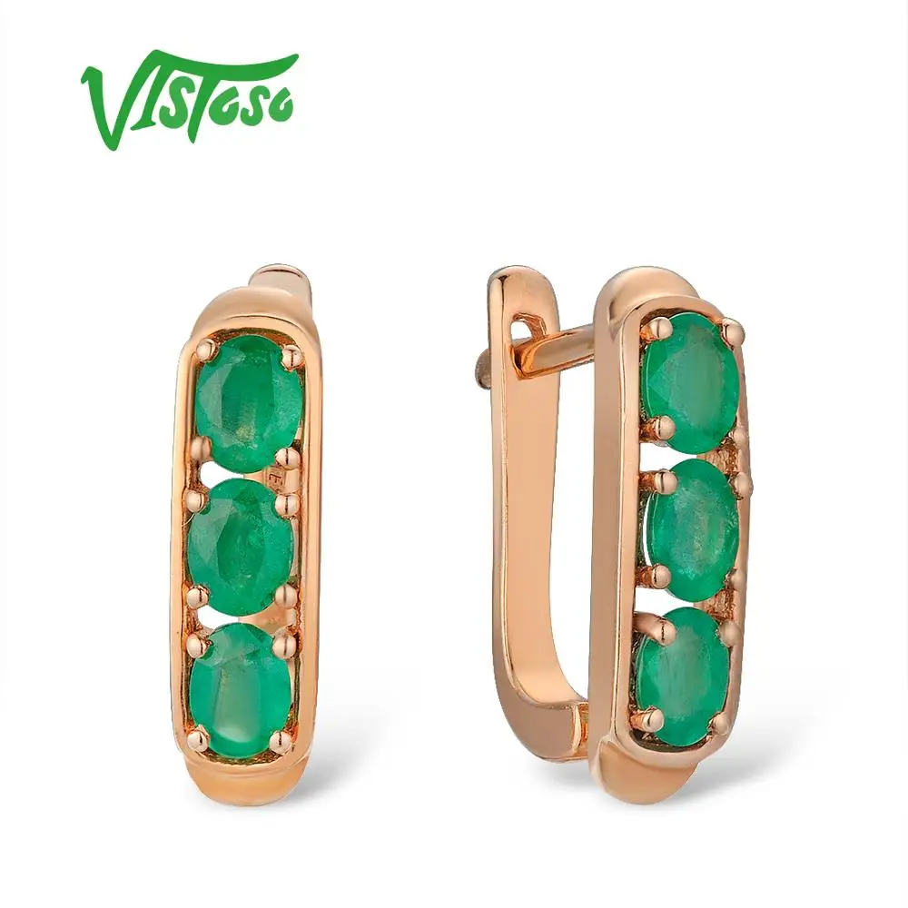 VISTOSO Gold Earrings For Women 14K 585 Rose Gold Glamorous Elegant Emerald Stunning Luxury Gold Earrings Party Fine Jewelry
VISTOSO Gold Earrings For Women 14K 585 Rose Gold Glamorous Elegant Emerald Stunning Luxury Gold Earrings Party Fine Jewelry
