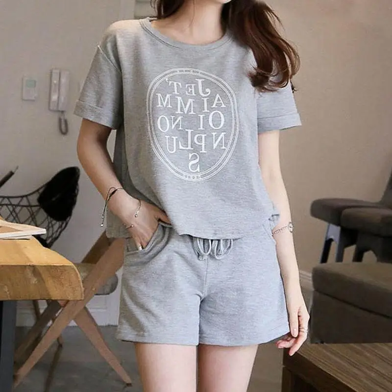 MISSKY Women Summer Pajama Sets Letter Printing Lovely Casual Large Size Sports Short Sleeve Home Suit Female Clothes
MISSKY Women Summer Pajama Sets Letter Printing Lovely Casual Large Size Sports Short Sleeve Home Suit Female Clothes