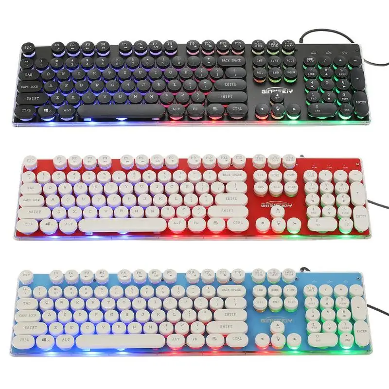 104 ключа стимпанк игровая клавиатура RGB с подсветкой Механическая USB Проводная