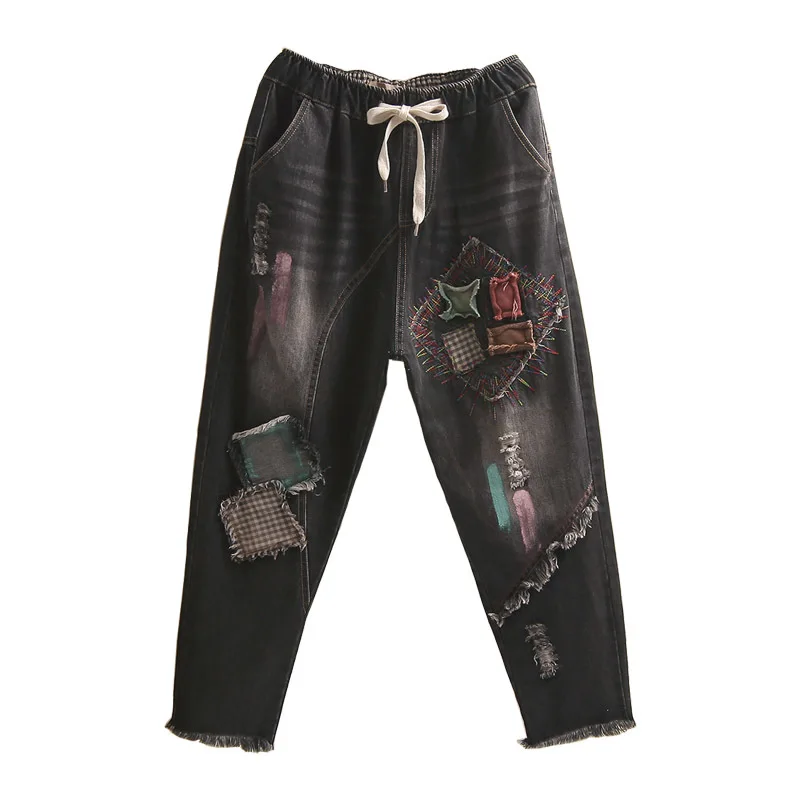 High Waist Ripped Harem Jeans Woman Vintage Black Patchwork Jeans Ladies Women Jeans Pants Denim Jeans Mujer
High Waist Ripped Harem Jeans Woman Vintage Black Patchwork Jeans Ladies Women Jeans Pants Denim Jeans Mujer
