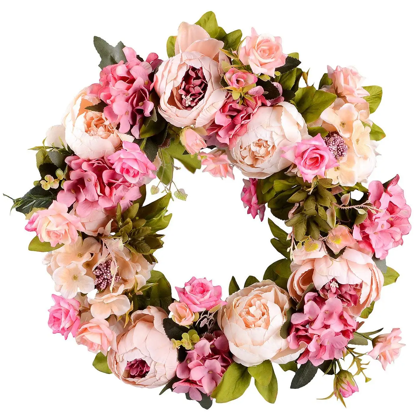 

Artificial Flower Wreath Peony - 16inch Door Spring Wreath Round For The Front Door, Wedding, Home Decor