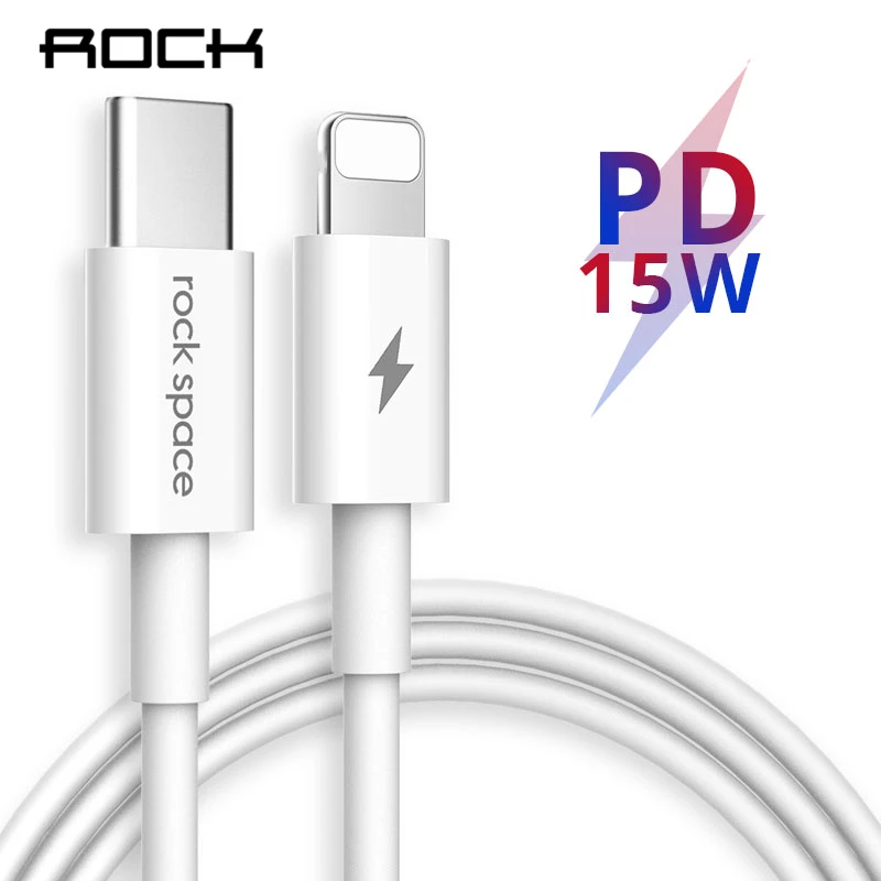 Rock PD type C для освещения зарядный кабель 15 Вт Быстрая зарядка Iphone X 8 Plus Macbook с