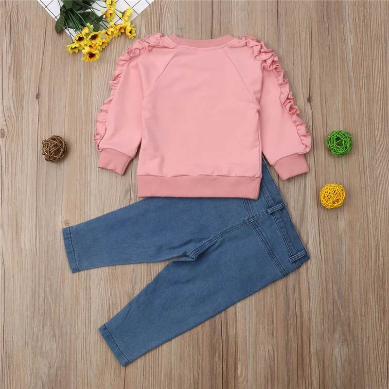 Fashion New Year Baby Girl Clothing Long Sleeve Solid Ruffle Shirt Tops+Long Denim Pants Toddler Winter Spring Warm Outfit 2Pcs
Fashion New Year Baby Girl Clothing Long Sleeve Solid Ruffle Shirt Tops+Long Denim Pants Toddler Winter Spring Warm Outfit 2Pcs