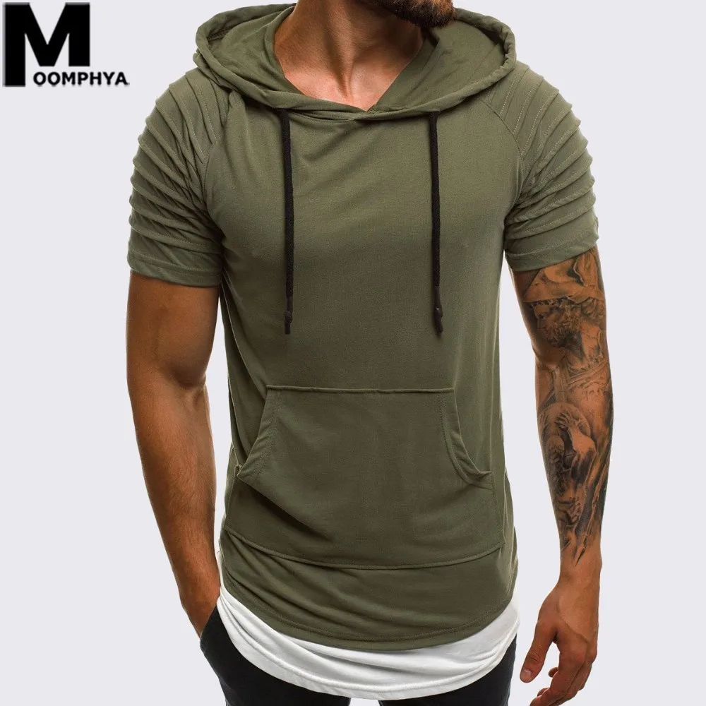 Moomphya 2019 Streetwear Pleated stripes shoulder hooded short sleeve men t shirt Front pocket funny t-shirt men Summer tshirt
Moomphya 2019 Streetwear Pleated stripes shoulder hooded short sleeve men t shirt Front pocket funny t-shirt men Summer tshirt