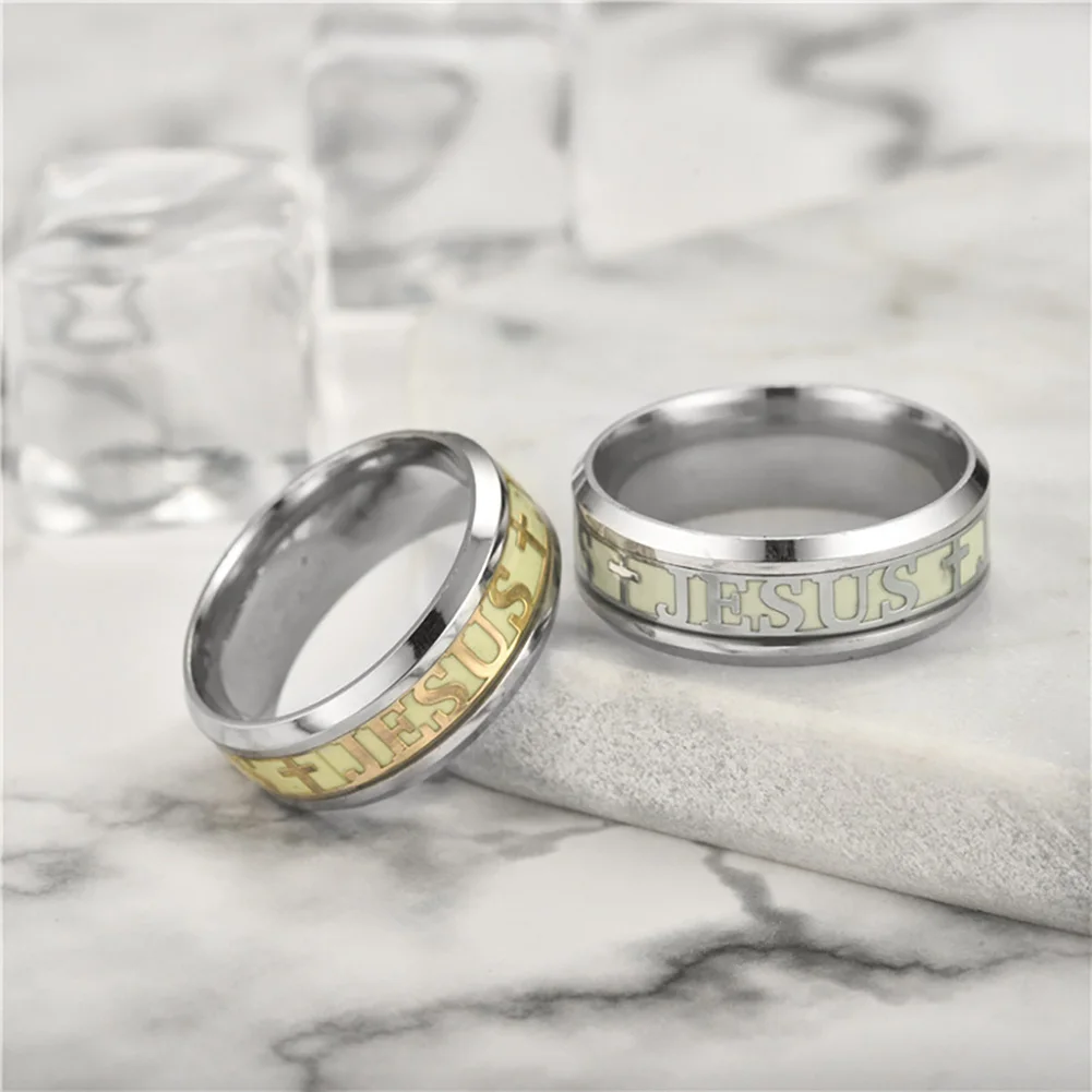 Светящиеся кольца из нержавеющей стали крестообразное кольцо для помолвки