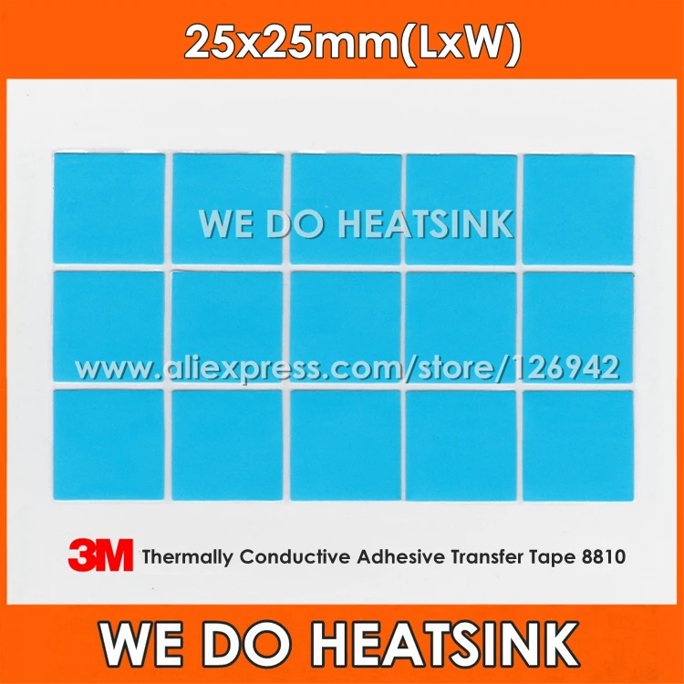 20pcs 3M 8810 High Performance 25x25mm Thermally Conductive Adhesive Transfer Tapes
20pcs 3M 8810 High Performance 25x25mm Thermally Conductive Adhesive Transfer Tapes