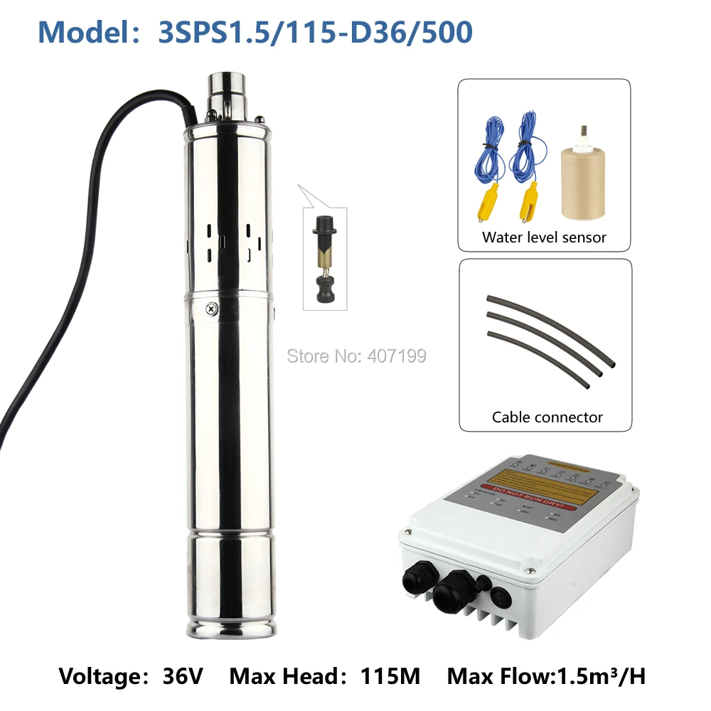 

Kary solar water pump solar pump electrobombas de agua bomba solar with MPPT controller 3SPS1.5/115-D36/500