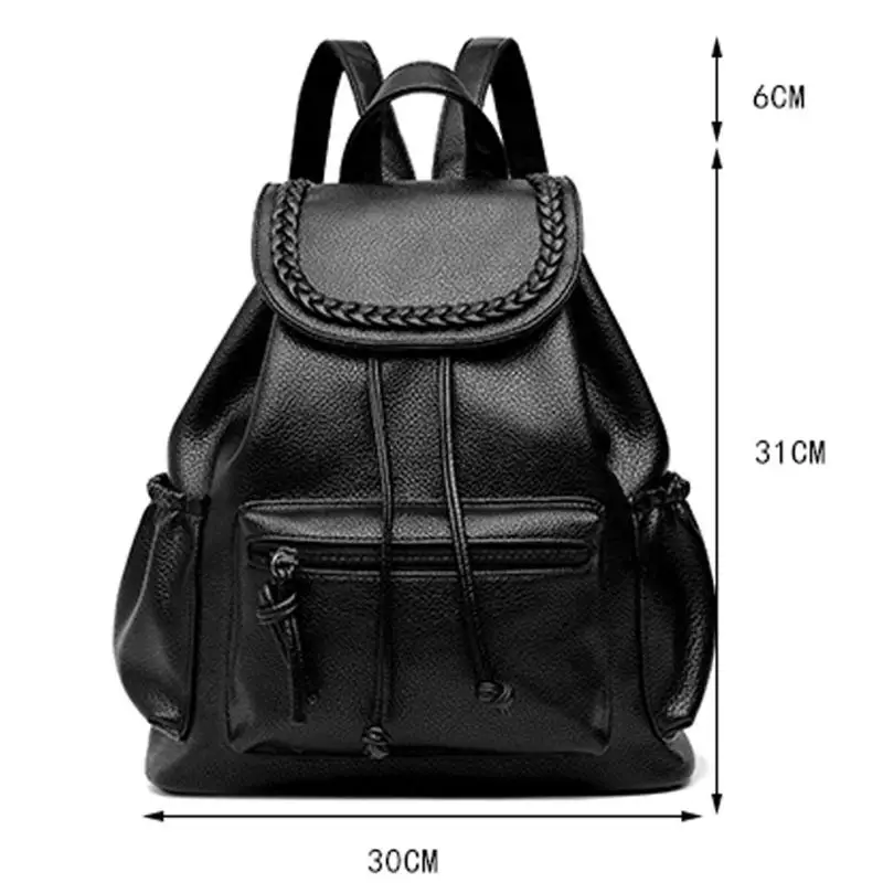 Casual Women Soft PU Leather Backpack Travel Grils School Black | Багаж и сумки