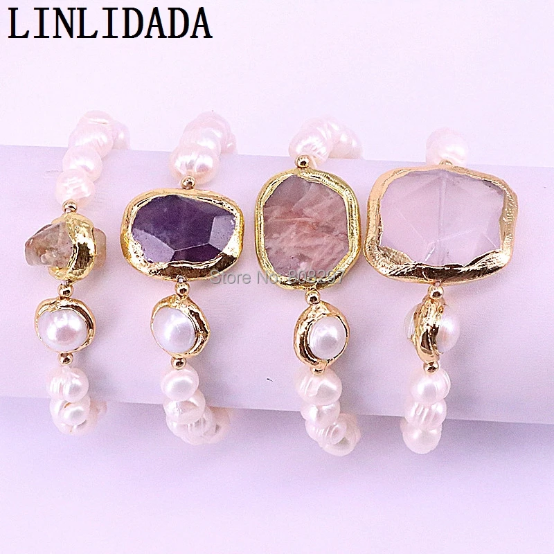 5Pcs Gold electroplated gems stone Connector Beads With Natural Pearl Beaded Bracelet For Women Jewelry
5Pcs Gold electroplated gems stone Connector Beads With Natural Pearl Beaded Bracelet For Women Jewelry