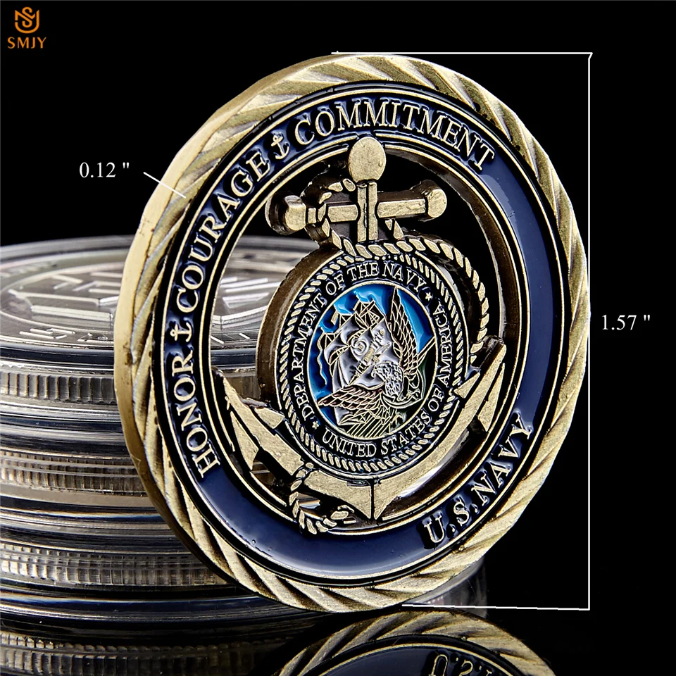 Эмблема ВМС США основная ценность бронзовая полая медаль в стиле милитари монета