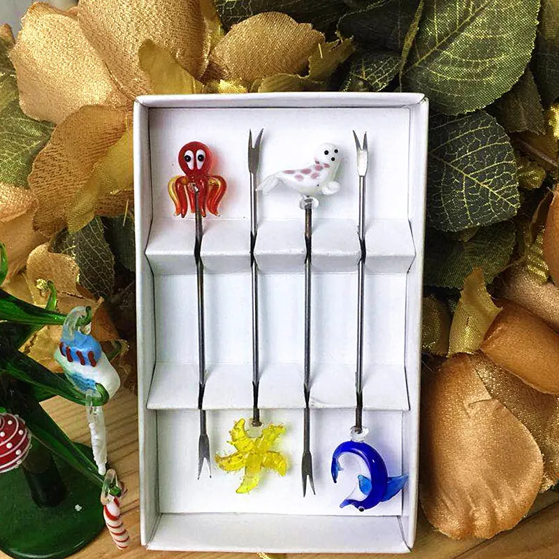 Sea style cute stainless steel fruit fork sets handmade murano glass sea horse Figurines miniature tableware Cake dessert fork 
Sea style cute stainless steel fruit fork sets handmade murano glass sea horse Figurines miniature tableware Cake dessert fork