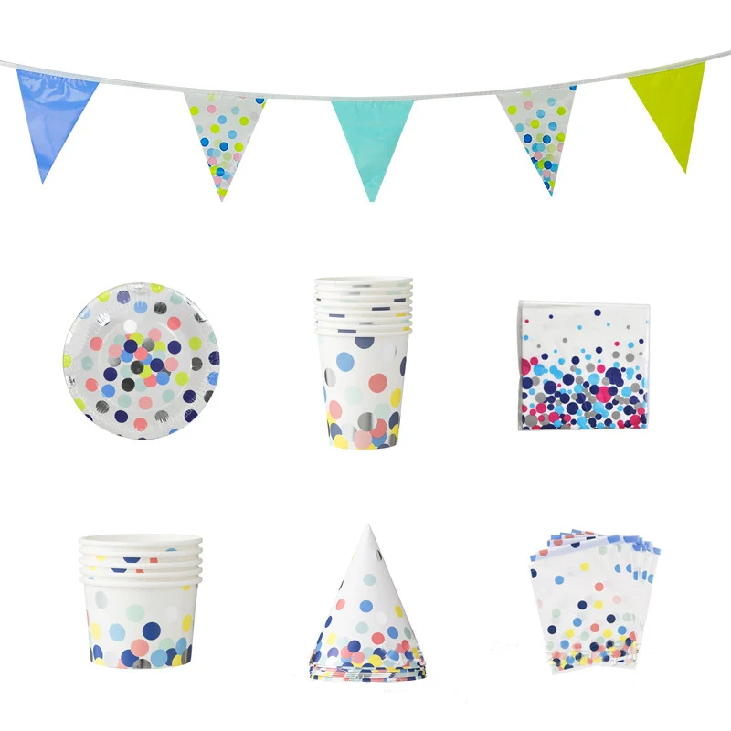 Paper Cup, Plate, Bowl, Paper, Flag, Bag Set Colorful Point Point Disposable Paper Cutlery Adult Birthday Party Decorations
Paper Cup, Plate, Bowl, Paper, Flag, Bag Set Colorful Point Point Disposable Paper Cutlery Adult Birthday Party Decorations