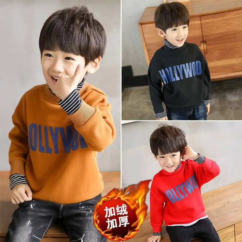 Boys sweater plus velvet thick winter new long-sleeved warm jacket fake two children's clothing
Boys sweater plus velvet thick winter new long-sleeved warm jacket fake two children's clothing