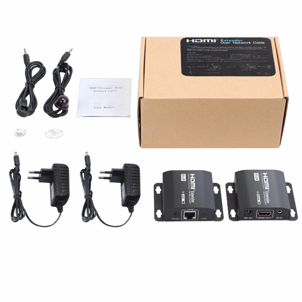 ESYNiC 4K 3D 60m HDMI удлинитель к RJ45 TX RX Поддержка ИК-управления с ИК-бластером и