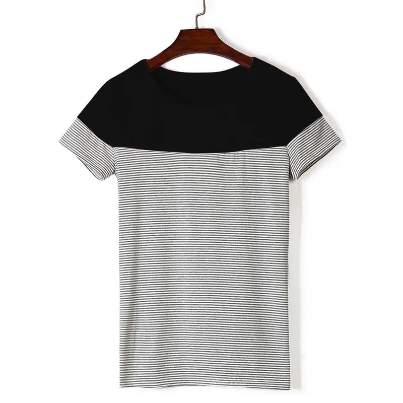 New Fashion Striped Color Block T Shirt Women Casual Short Sleeve Female Summer Basic Shirts Slim Ladies Tops Hot Sale
New Fashion Striped Color Block T Shirt Women Casual Short Sleeve Female Summer Basic Shirts Slim Ladies Tops Hot Sale