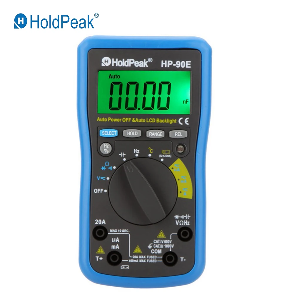 HoldPeak HP-90E Digital Multimeter Auto Range DMM DC AC Current Voltage Resistance Frequency Capacitance Temperature Meter
HoldPeak HP-90E Digital Multimeter Auto Range DMM DC AC Current Voltage Resistance Frequency Capacitance Temperature Meter