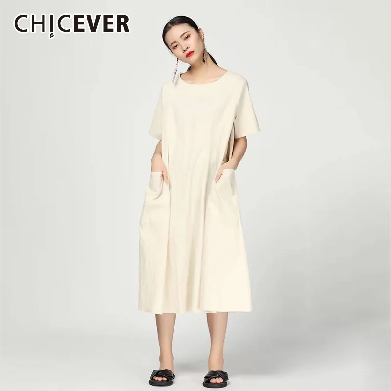CHICEVER Spring Casual Solid Women Dress O Neck Short Sleeve Patchwork Pockets Loose Oversize A-line Mid-calf Dresses 2020 New
CHICEVER Spring Casual Solid Women Dress O Neck Short Sleeve Patchwork Pockets Loose Oversize A-line Mid-calf Dresses 2020 New