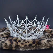 Fashion Rhinestone Cronw Full Round Large Men`s King`s Hair Wear Tiara Royal Jewelry Pageant Party Show Hairddress Queen Mo185