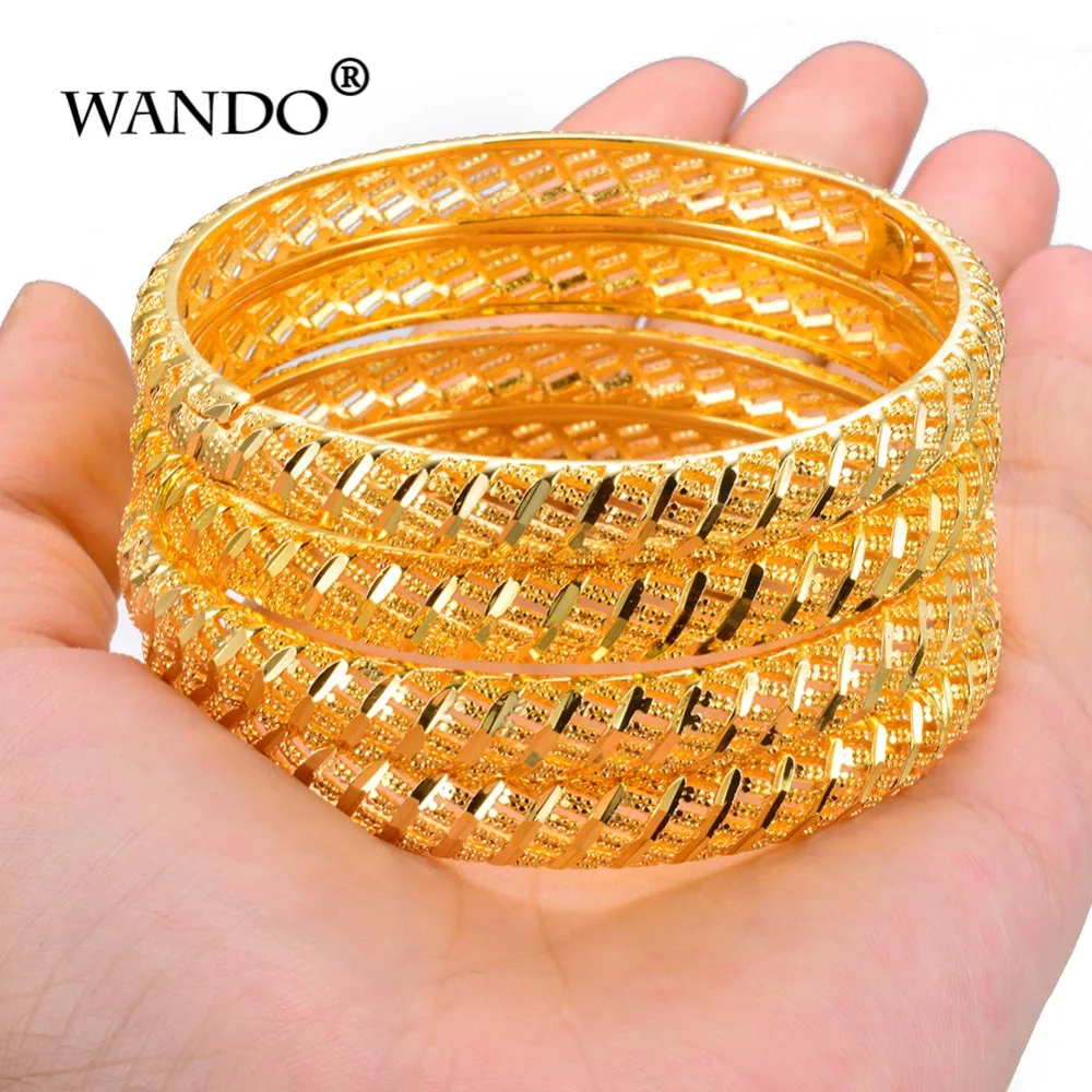 Wando 4Pcs Gold Color Wedding Bangles for Women Bride Bracelets Ethiopian/france/African/Dubai Jewelry(A:closed)(B:Open
Wando 4Pcs Gold Color Wedding Bangles for Women Bride Bracelets Ethiopian/france/African/Dubai Jewelry(A:closed)(B:Open
